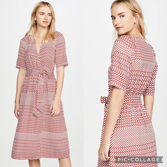 Joie Dresses & Skirts - Joie Red Patterned V Neck Short Sleeve Maxi Dress